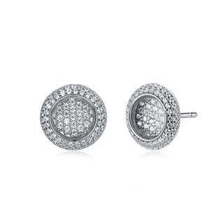 925 Sterling Silver Sparkling Luxury Elegant Noble Sun Flower Round Brilliant Earrings With Cubic Zircon Silver - One Size