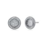 925 Sterling Silver Sparkling Luxury Elegant Noble Sun Flower Round Brilliant Earrings With Cubic Zircon Silver - One Size