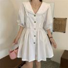 Lace Trim Mini A-line Dress White - One Size