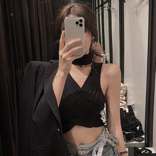 Cross Strap Knit Cropped Halter Top