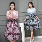 Set: Floral Print Midi Dress + Camisole