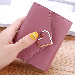 Faux Leather Heart Buckle Short Wallet