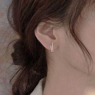 Bar Sterling Silver Earring 1 Pair - Silver - One Size