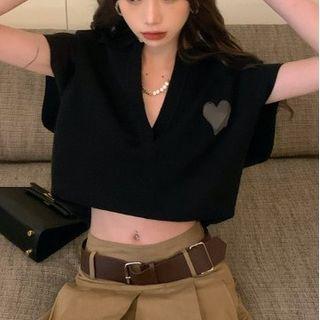 Heart Applique Knit Top