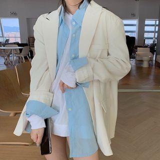 Open-front Blazer / Long-sleeve Shirt / Long-sleeve T-shirt