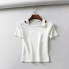 Short-sleeve Ribbed Hoop T-shirt