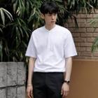 Seam-detail Elbow-sleeve T-shirt