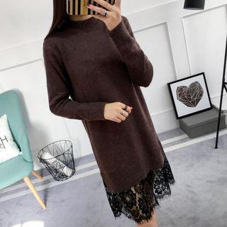 Long-sleeve Lace Hem Knit Jacket