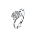 925 Sterling Silver Fashion Romantic Round Cubic Zirconia Adjustable Ring Silver - One Size