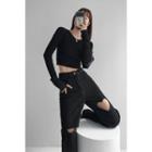 Heart-window Straight-cut Jeans