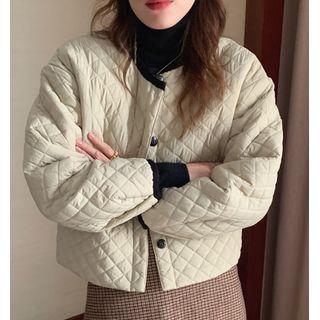 Long Sleeve Argyle Plain Padded Coat