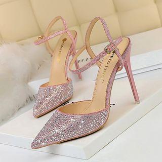 Sequined Strap Pointed Pumps