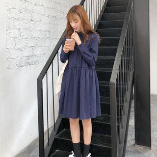 Long-sleeve Placket Shirt Dress