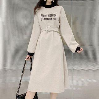 Lettering A-line Sweatshirt Dress