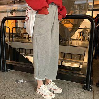 Fleece-lined Wide-leg Crop Pants