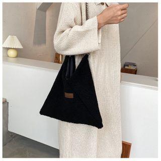 Fleece Chain-accent Shoulder Bag