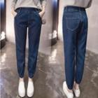 Elastic Waist Gather-cuff Slim-fit Jeans