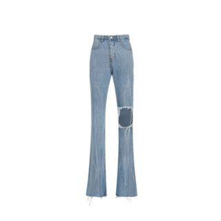 Tie-dyed Distressed High-waist Boot-cut Jeans