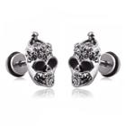 Stainless Steel Skull Earring Silver - One Size