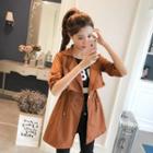 Tie-waist Buttoned Trench Coat