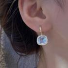 Square Faux Crystal Alloy Dangle Earring 1 Pair - Gold - One Size