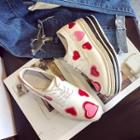 Heart Applique Lace-up Platform Shoes