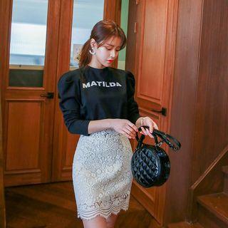 Puff-shoulder Lettering T-shirt