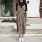 Spaghetti-strap Long Surplice-wrap Dress