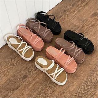Cross-strap Platform-heel Sandals In 2 Designs