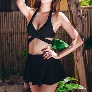 Set: Plain Bikini Top + Skirt