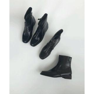 Square-toe Flat-heel Short Boots