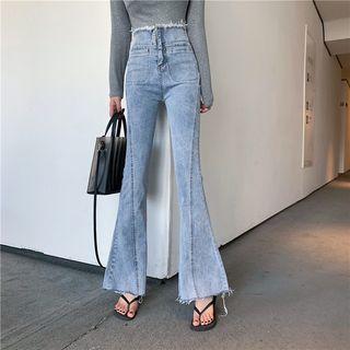 Fray Trim Boot-cut Jeans