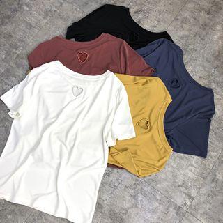Heart Cutout-back Short-sleeve T-shirt