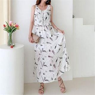 Pattern Chiffon Maxi Dress