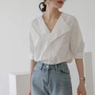 Short-sleeve Plain Blouse / Camisole Top