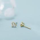 Rhinestone Heart Stud Earring 1 Pair - E101 - Silver Rhinestone - Gold - One Size