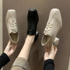 Square-toe Block Heel Lace Up Shoes