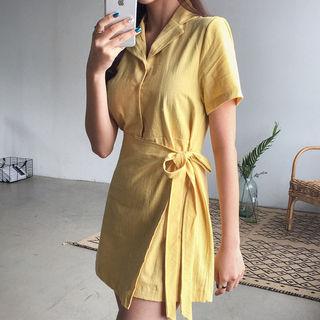 Half-placket Wrap-front Dress