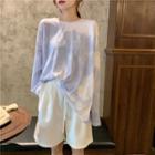 Long-sleeve Tie-dyed T-shirt / Wide-leg Shorts