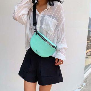 Faux Leather Lettering Sling Bag