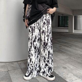 High Waist Tie-dyed Straight Cut Wide Leg Pants