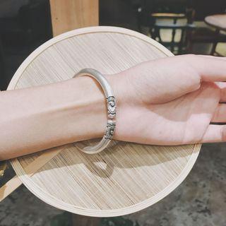 Cloud Embossed Sterling Silver Bangle Sl0551 - 1 Pc - Silver - One Size