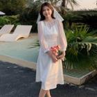 Puff-sleeve Mesh A-line Dress / Veil