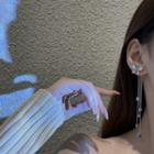Butterfly Rhinestone Fringed Earring E2524 - 1 Pair - Silver - One Size