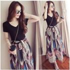 Short-sleeve Print V-neck Dress