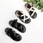 Faux Leather Crossover Strap Buckled Sandals