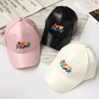 Letter Embroidered Faux Leather Baseball Cap