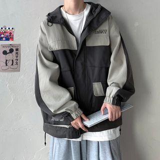 Two-tone Hooded Cargo Jacket