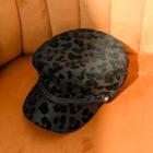 Leopard Print Hat Black - One Size