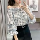 Dotted Off Shoulder 3/4 Sleeve Blouse